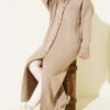 Metal Gold Button Long Knit Cardigan Mink