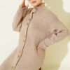 Metal Gold Button Long Knit Cardigan Mink – Image 2