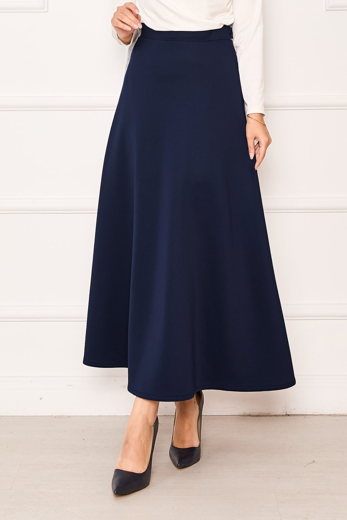 Mevlana Scuba Modest Hem Edge Skirt Navy Blue - Imagen 4
