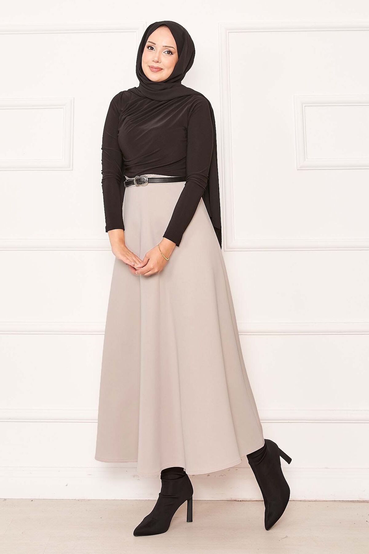 Mevlana Scuba Modest Hem Edge Skirt Stone - immagine 3