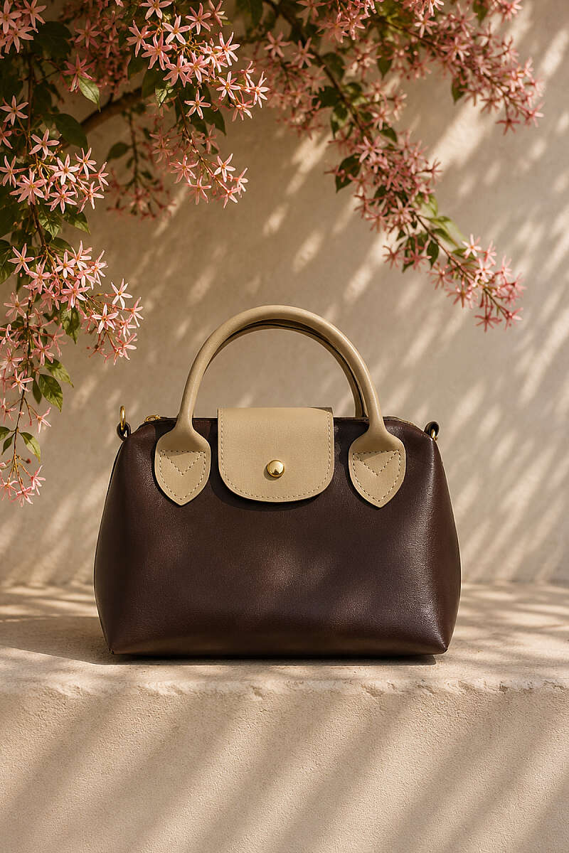 Magnetic Mini Women's Handbag with Decorative Accents Dark Brown - immagine 4