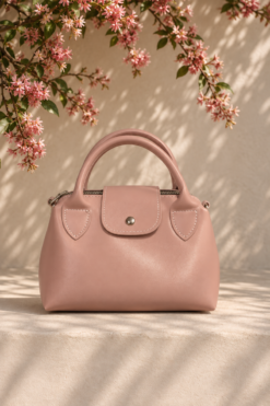 Magnetic Mini Women's Handbag with Decorative Accents Powder Pink