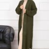 ⁦Mina Shawl Collar Long Knit Cardigan Khaki⁩ - الصورة ⁦4⁩