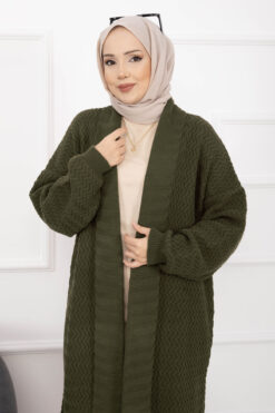 Alternative view of Mina Shawl Collar Long Knit Cardigan Khaki