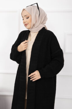 Alternative view of Mina Shawl Collar Long Knit Cardigan Black