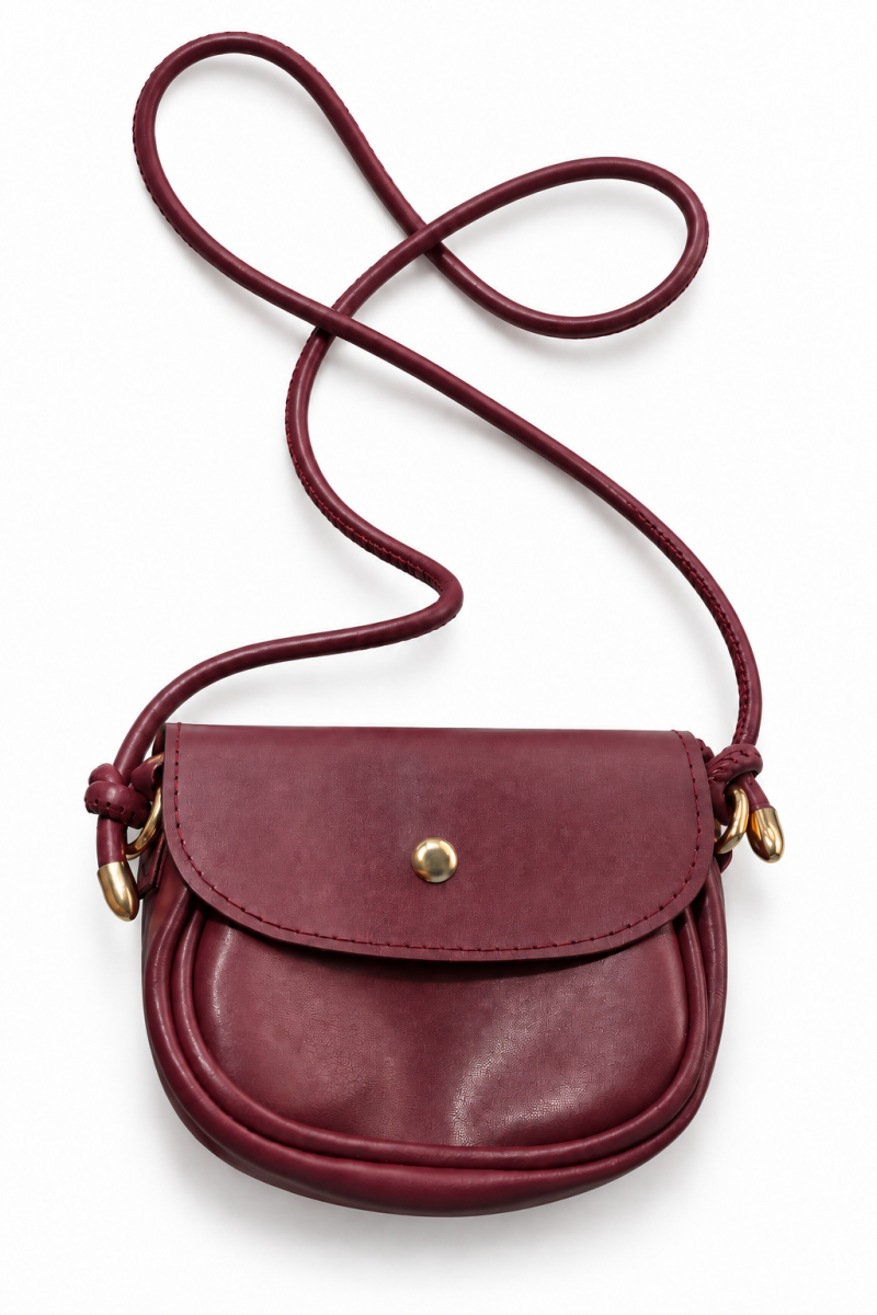 Mini Strapless Snap Button Bag Burgundy