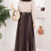 ⁦Floral Print Chiffon Mini Skirt with Belt Brown⁩ - الصورة ⁦4⁩