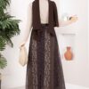 ⁦Floral Print Chiffon Mini Skirt with Belt Brown⁩ - الصورة ⁦5⁩