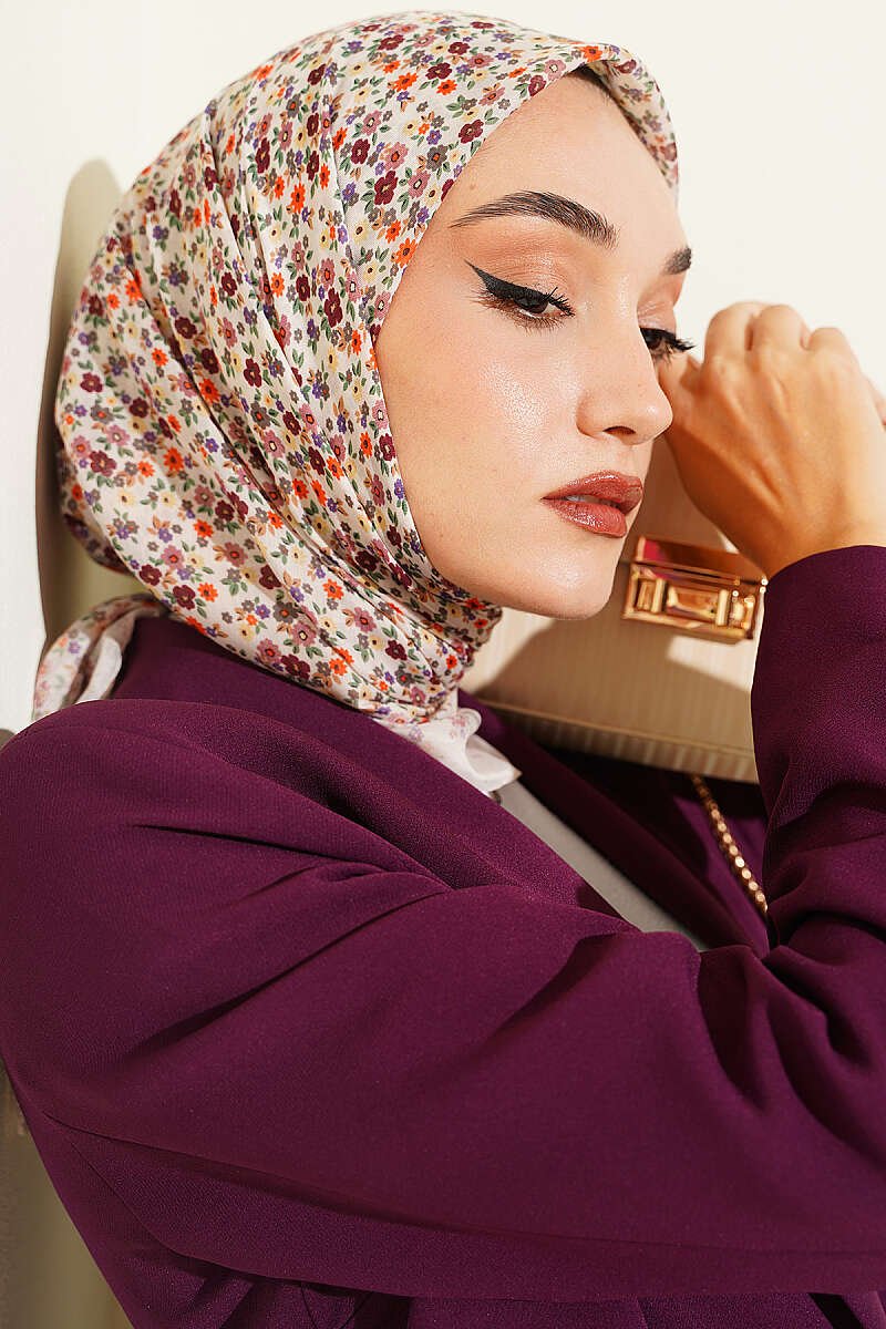 Mini Floral Detailed Scarf Sand Beige - immagine 5