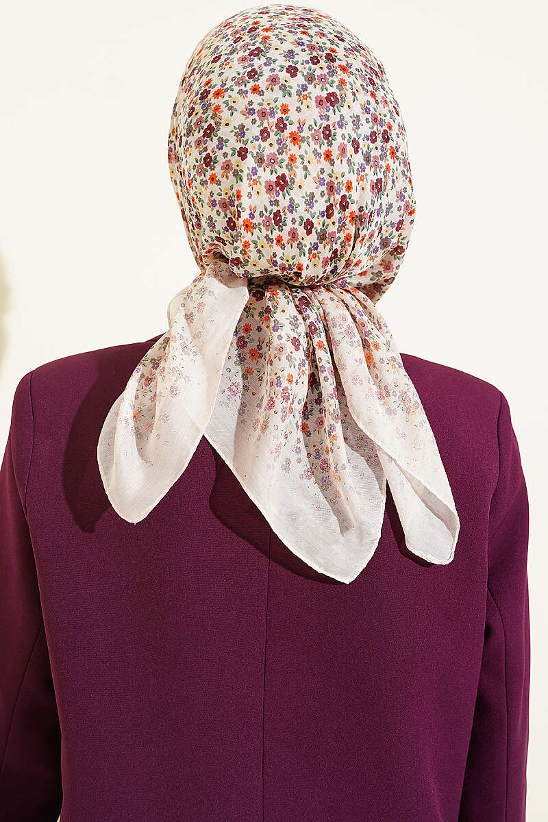Mini Floral Detailed Scarf Beige - Image 3