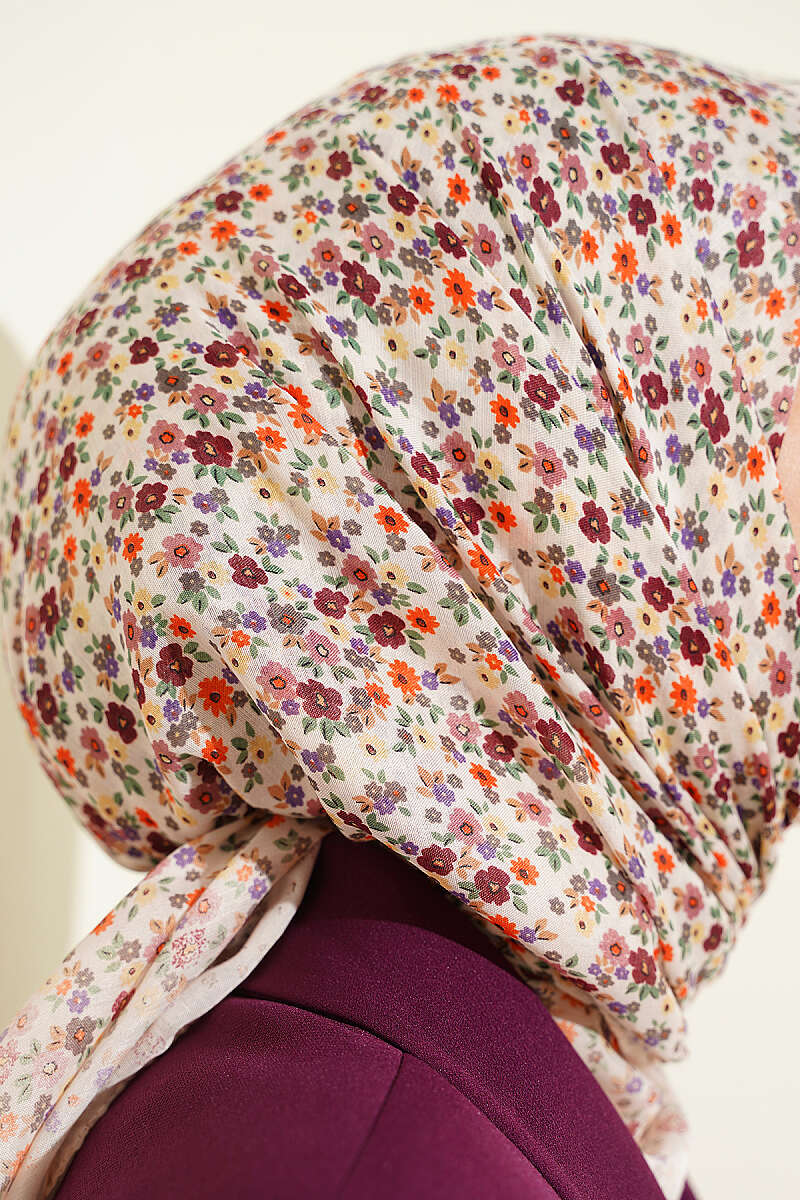 Mini Floral Detailed Scarf Beige - Image 4