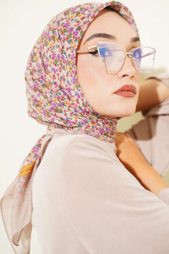 Alternative view of Mini Floral Detailed Scarf Sand Beige