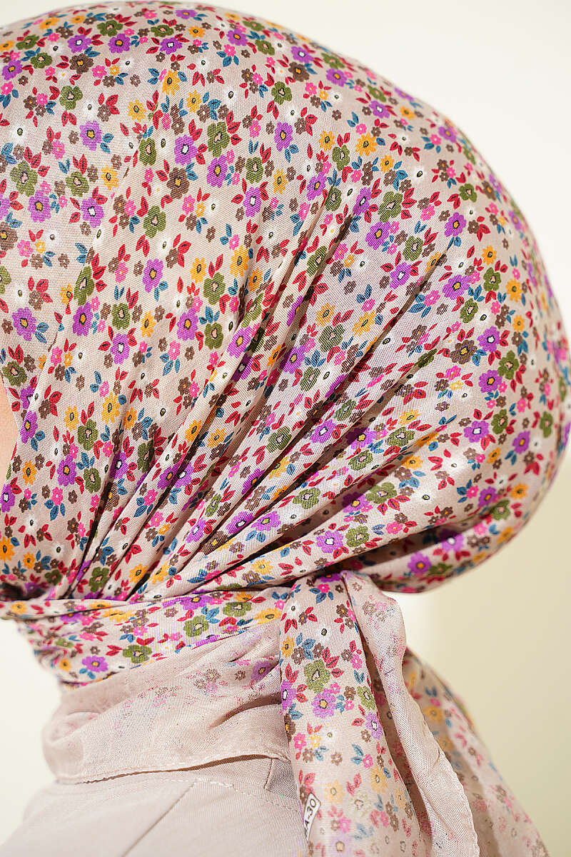 Mini Floral Detailed Scarf Sand Beige - immagine 4