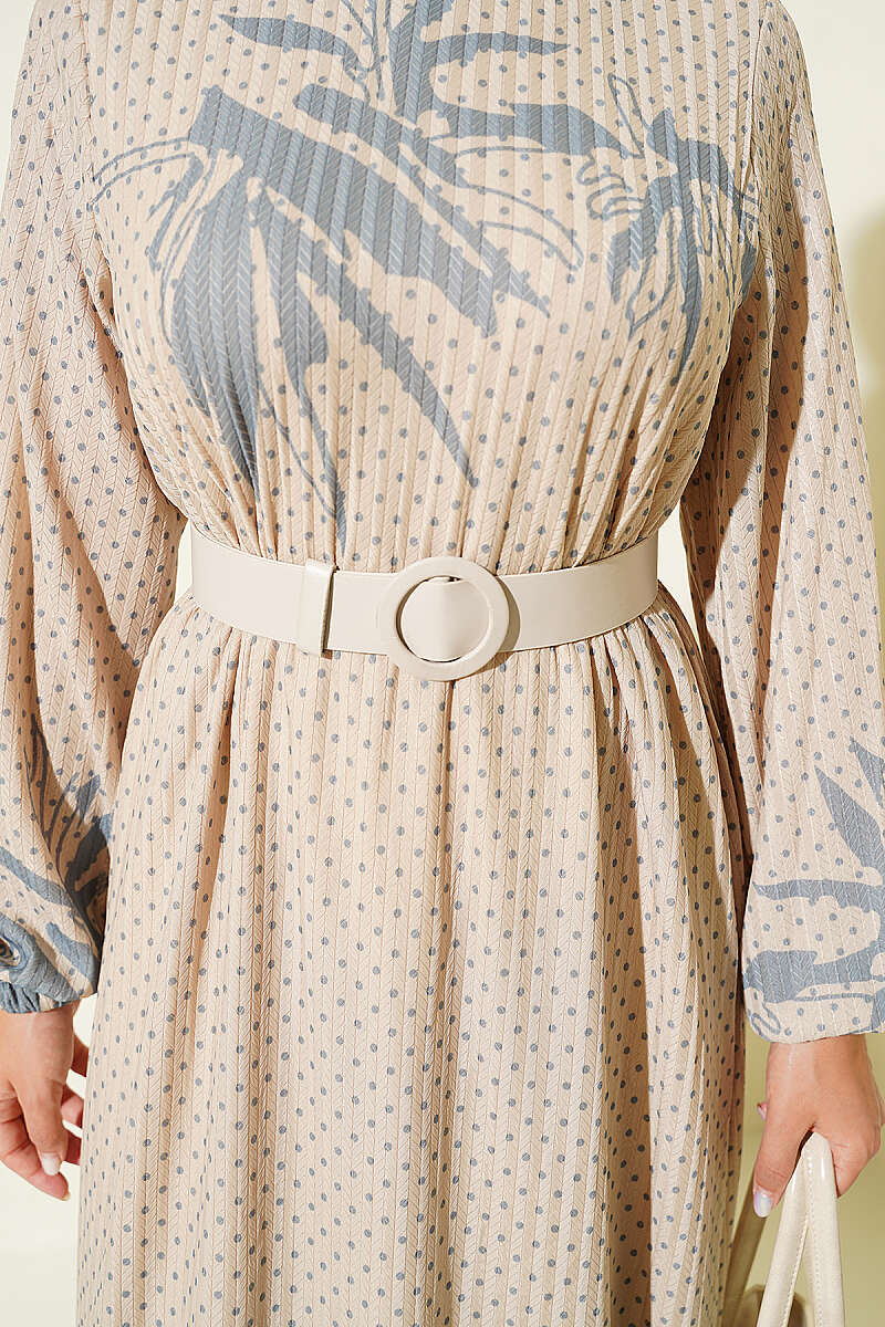 Mini Polka Dot Patterned Dress Sand Beige – Image 4