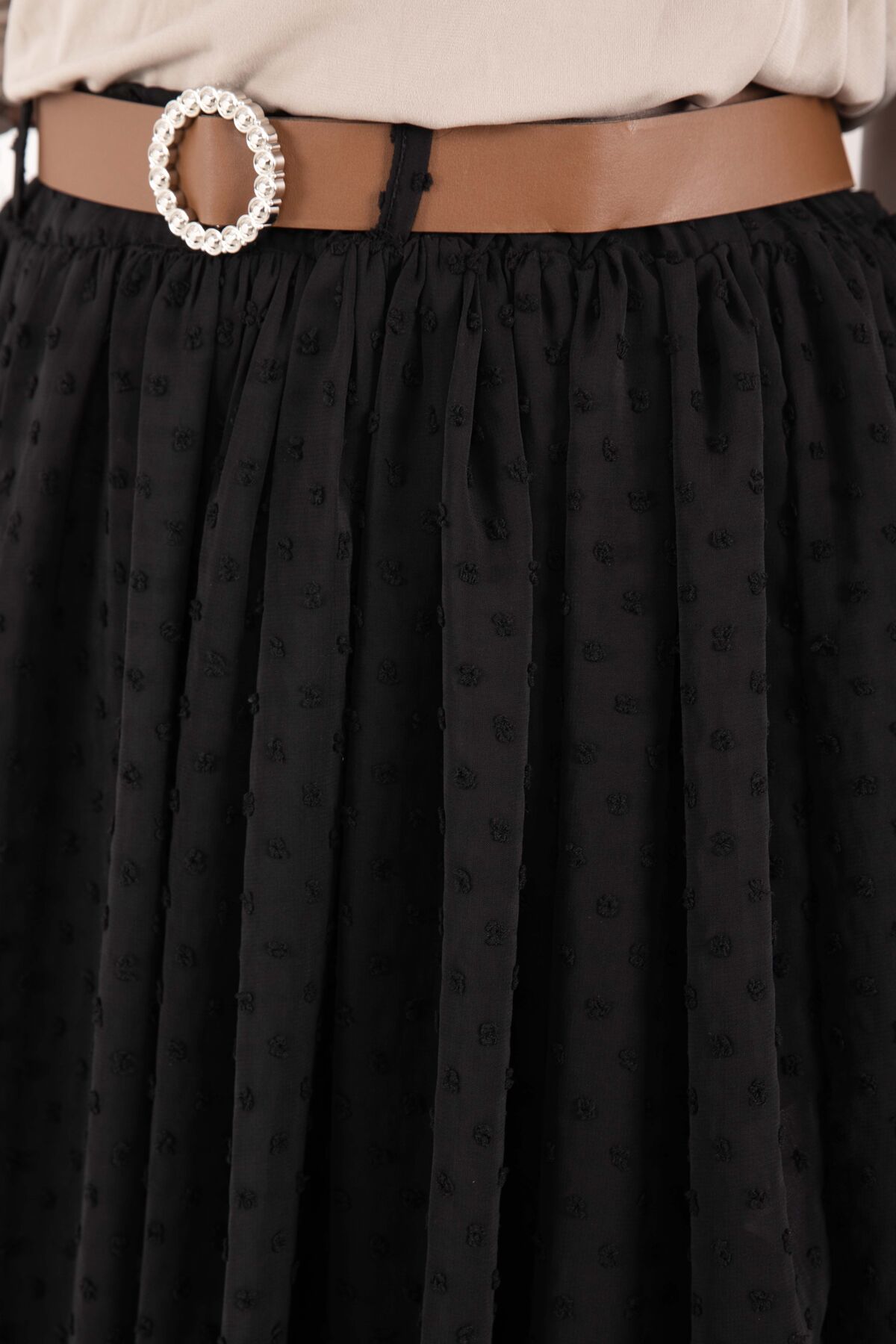 Mini Polka Dot Belted Tulle Skirt Black - الصورة 4