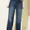 Striped Embellished Cut-Off Hem Trousers Navy Blue
