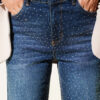Striped Embellished Cut-Off Hem Trousers Navy Blue - Afbeelding 4