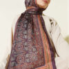 Soft Floral Motif Shawl Dark Brown