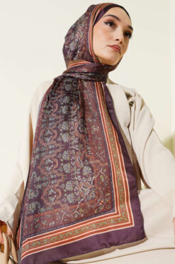 Soft Floral Motif Shawl Dark Brown