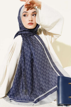 Alternative view of MK Pattern Liva Modal Scarf Navy Blue