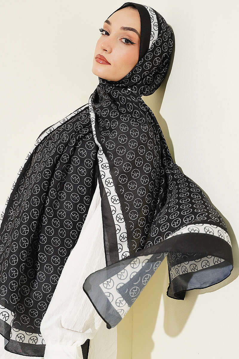 MK Pattern Liva Modal Scarf Black