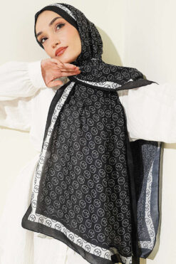 Alternative view of MK Pattern Liva Modal Scarf Black