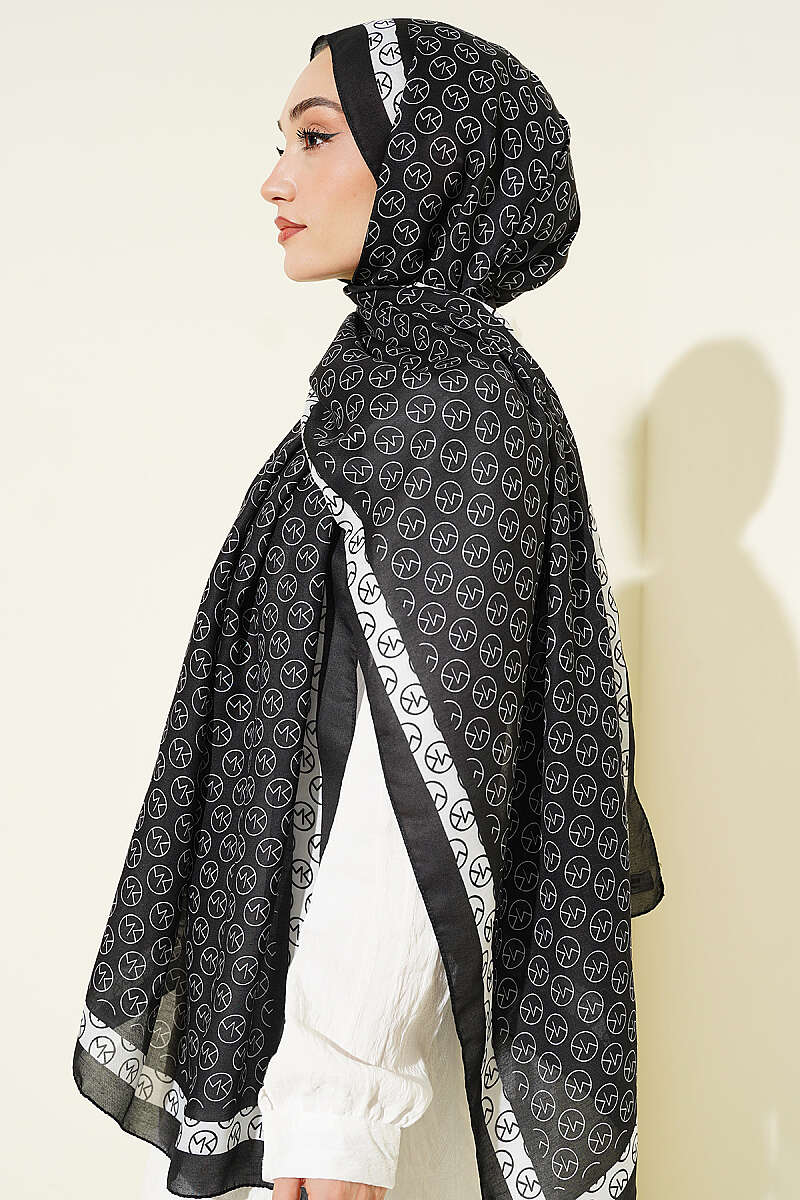 MK Pattern Liva Modal Scarf Black - Imagen 3