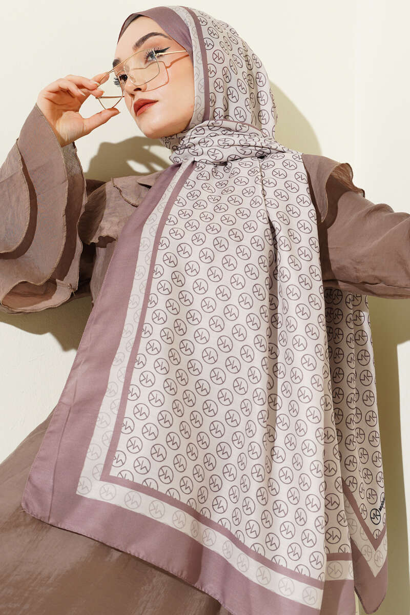 MK Pattern Liva Modal Scarf Brown - الصورة 2