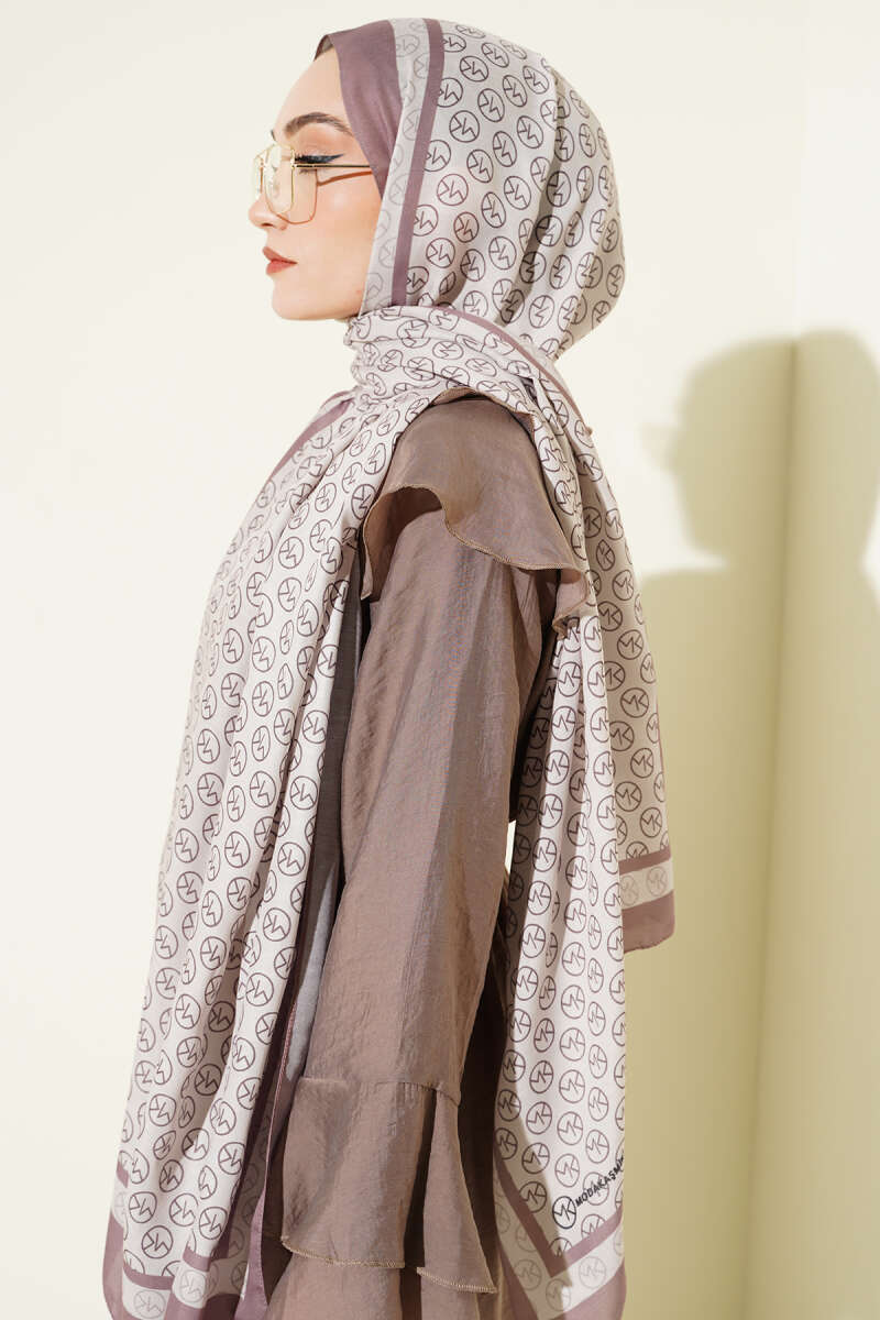 MK Pattern Liva Modal Scarf Brown - الصورة 3