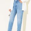 Mom Fit Denim Pants Mid Blue