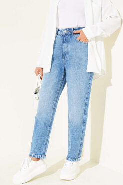 Mom Fit Denim Pants Mid Blue
