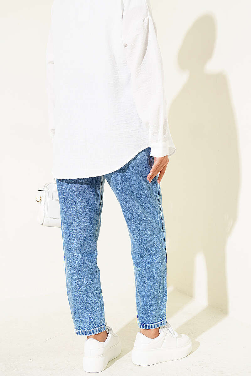 Mom Fit Denim Pants Mid Blue – Bild 3