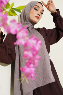 Monogram Pattern Cotton Ayrobin Shawl Slate Grey