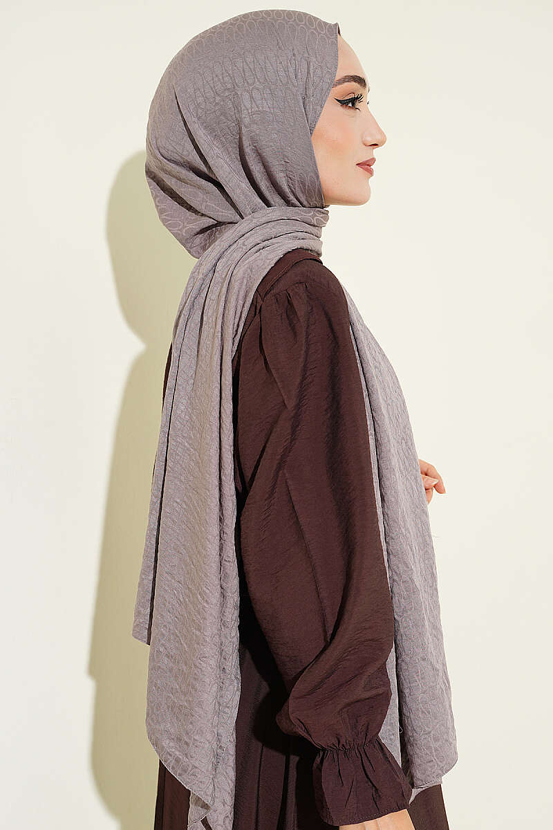 Monogram Pattern Cotton Ayrobin Shawl Slate Grey - immagine 3
