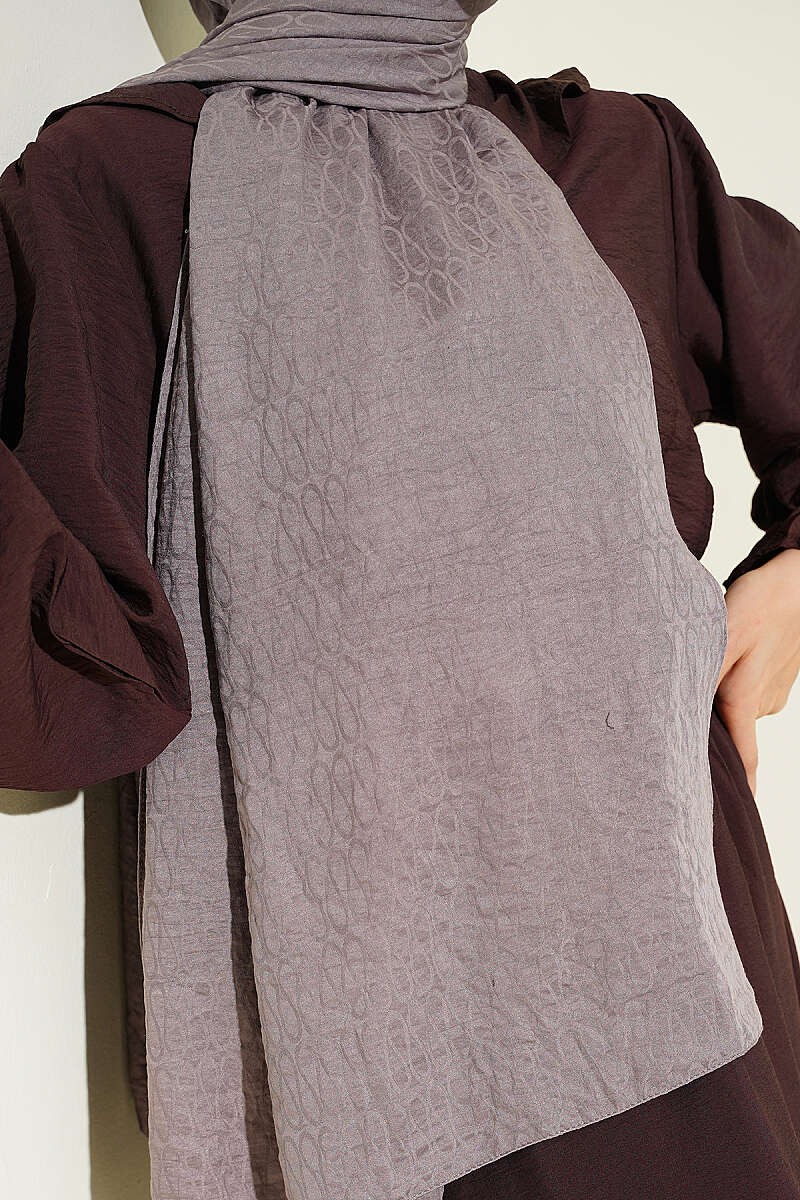 Monogram Pattern Cotton Ayrobin Shawl Slate Grey - immagine 4