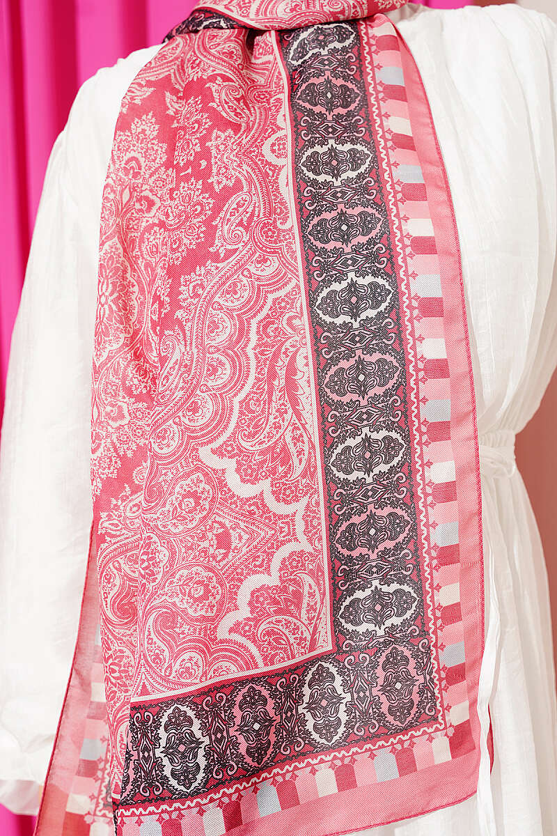 Motif Patterned Soft Shawl Puppy Pink - Imagen 4