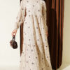 Embroidered Detail Flared Dress Sand Beige - Afbeelding 5