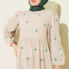 Embroidered Detail Flared Dress Sand Beige - Afbeelding 2