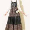 Embroidered Leather Trimmed Jumper Dress Beige