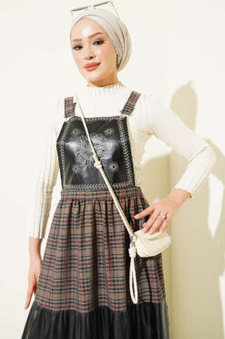 Alternative view of Embroidered Leather Trimmed Jumper Dress Beige
