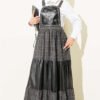 Embroidered Leather Trimmed Jumper Dress Brown