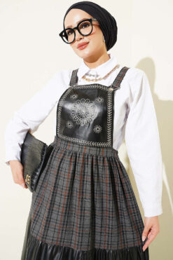 Alternative view of Embroidered Leather Trimmed Jumper Dress Brown