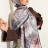 Bamboo Crinkle Shawl with Nilufer Pattern Dark Brown - Image 2