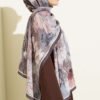 Bamboo Crinkle Shawl with Nilufer Pattern Dark Brown - Image 3