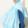 Bamboo Crinkle Shawl with Nilufer Pattern Ice Blue - Image 2