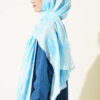 Bamboo Crinkle Shawl with Nilufer Pattern Ice Blue - Image 3
