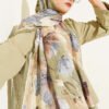 Bamboo Crinkle Shawl with Nilufer Pattern Khaki