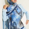 Bamboo Crinkle Shawl with Nilufer Pattern Navy Blue