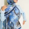 Bamboo Crinkle Shawl with Nilufer Pattern Navy Blue – Bild 2