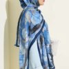 Bamboo Crinkle Shawl with Nilufer Pattern Navy Blue – Bild 3